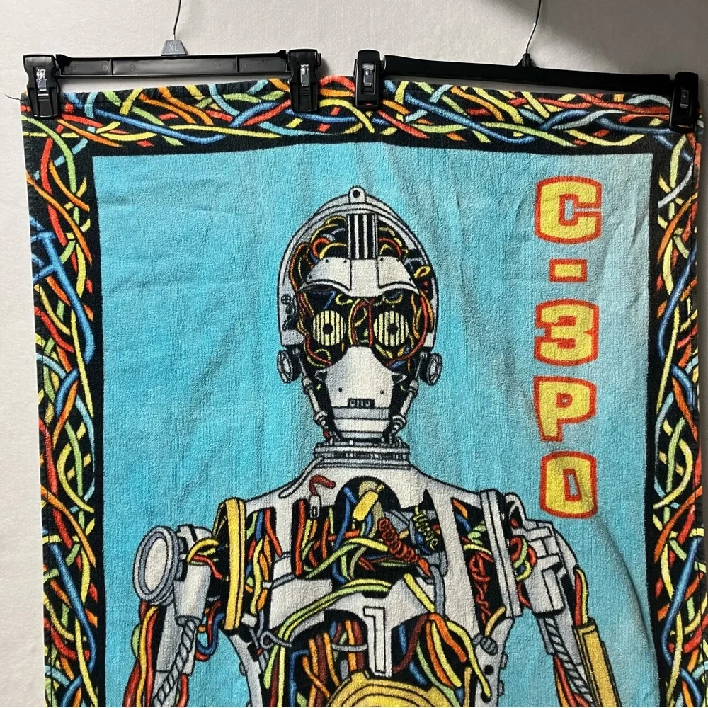 Vintage Star Wars C3P0 Beach Towel Wires Border #54122 100% Cotton 27” X 54”
